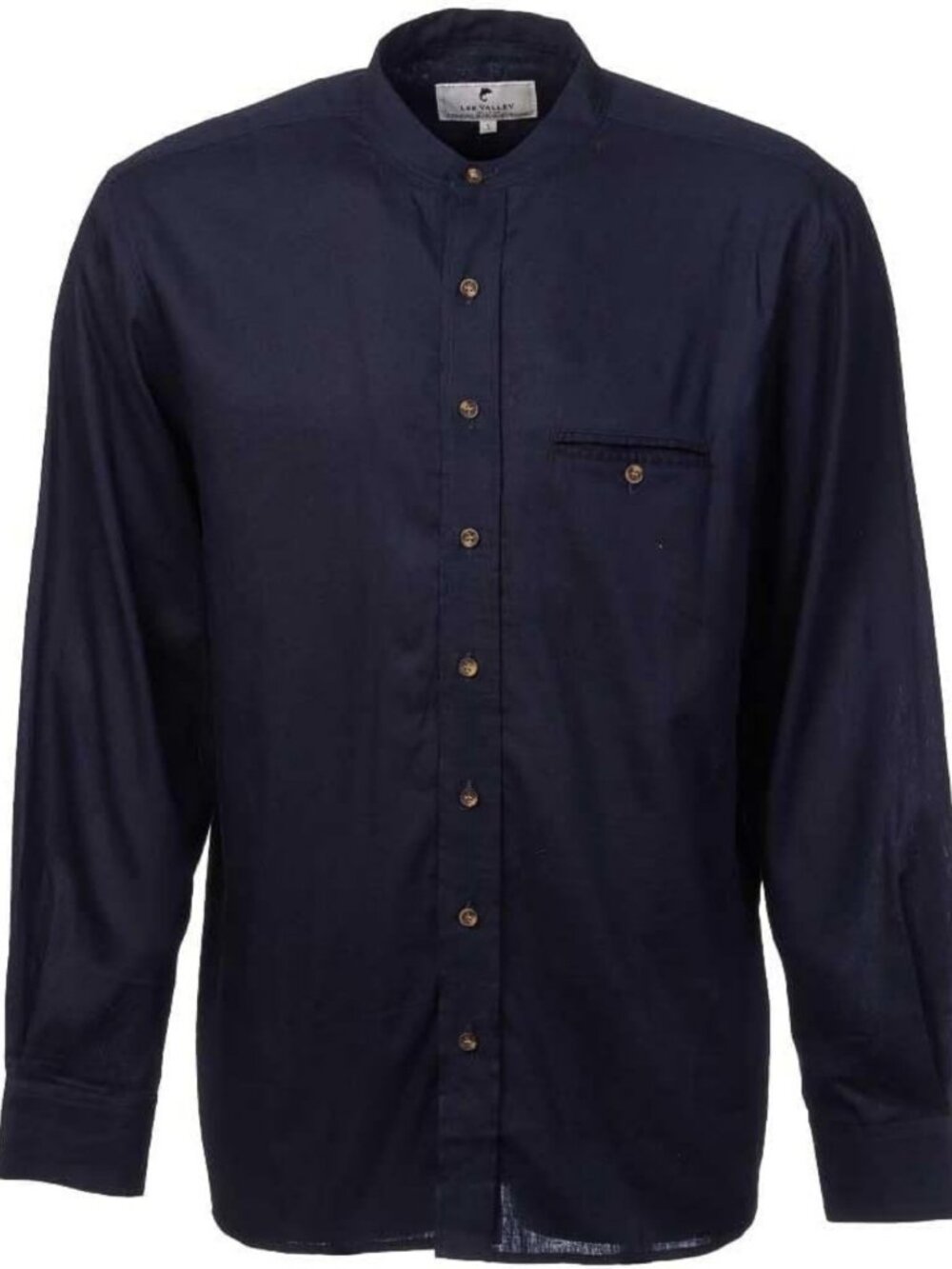 Navy & White Stripe Grandfather Linen Shirt - X-Large, Casual Summer Style